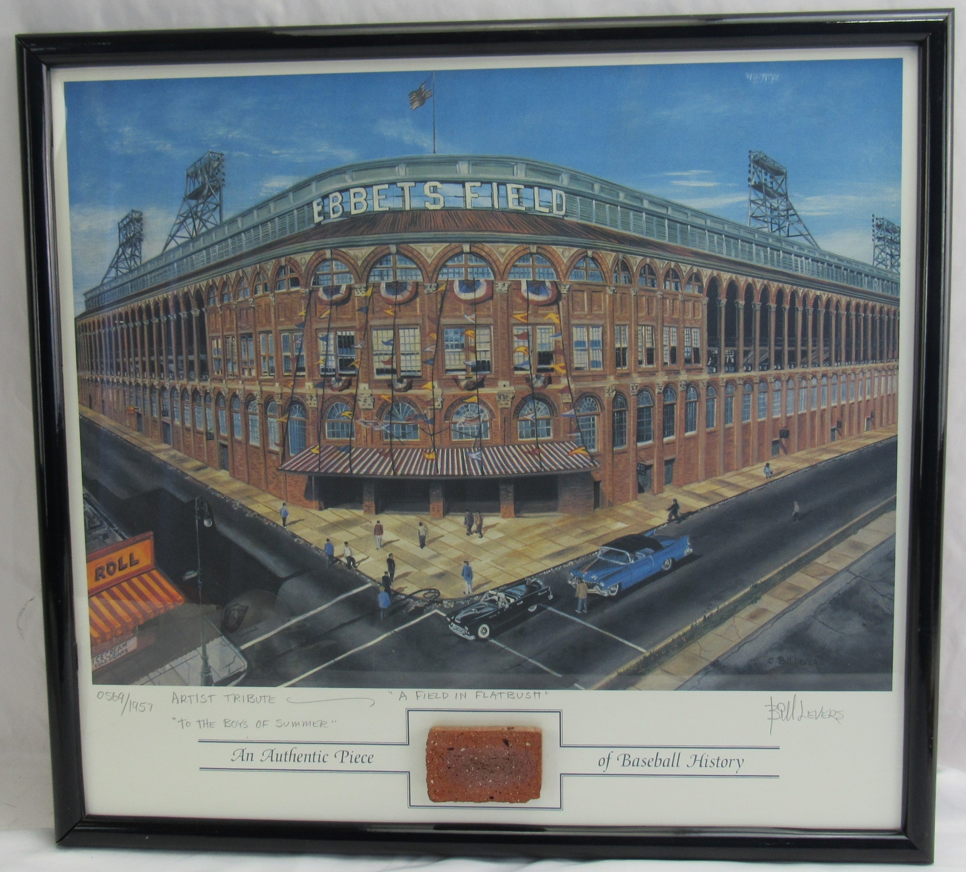 1955 Brooklyn Dodgers Ebbets Field Real Brick & Litho Collage L.E. - Image 1