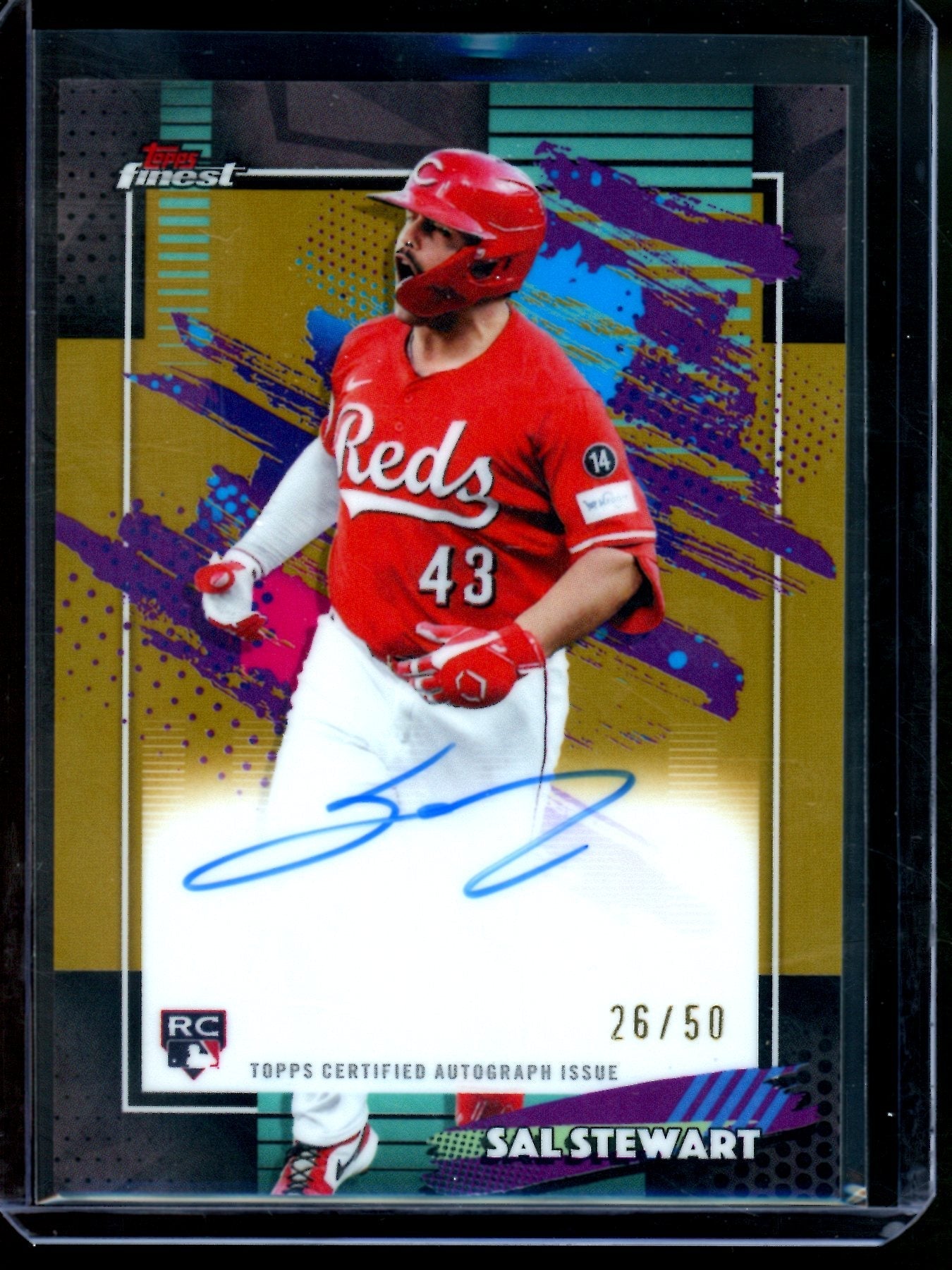 2026 Topps Finest Sal Stewart Gold Refractor Rookie Autograph /50 Reds - Image 1