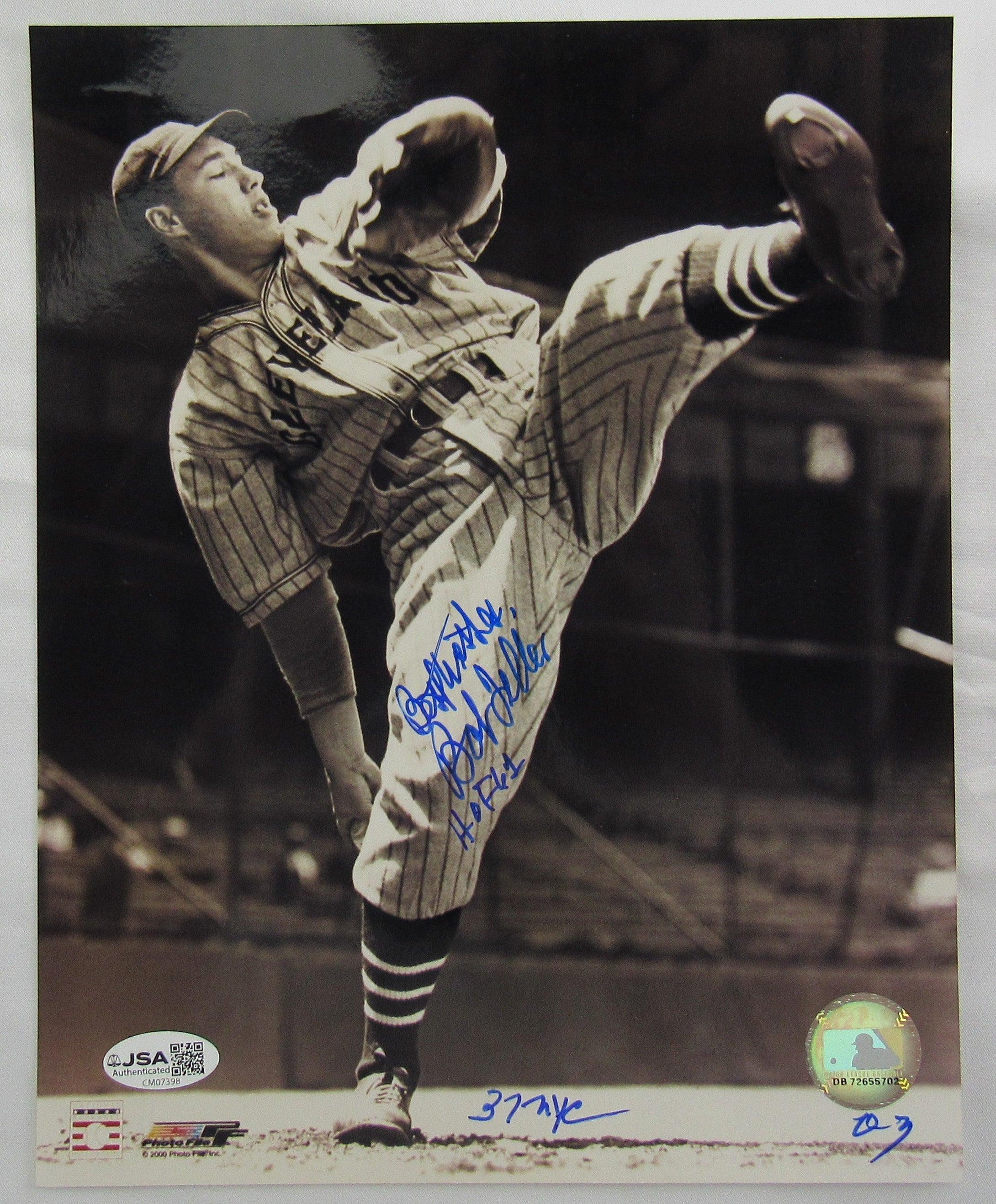Bob Feller Signed Auto 8x10 Photo JSA CM07398 w/many inscriptions - Image 1