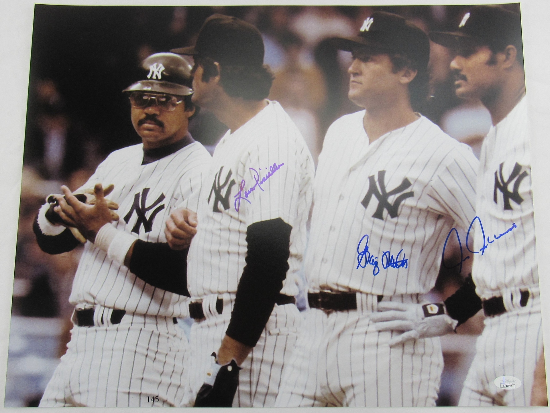 Chris Chambliss Lou Pinella Graig Nettles Signed 16x20 Photo JSA Witness COA - Image 1