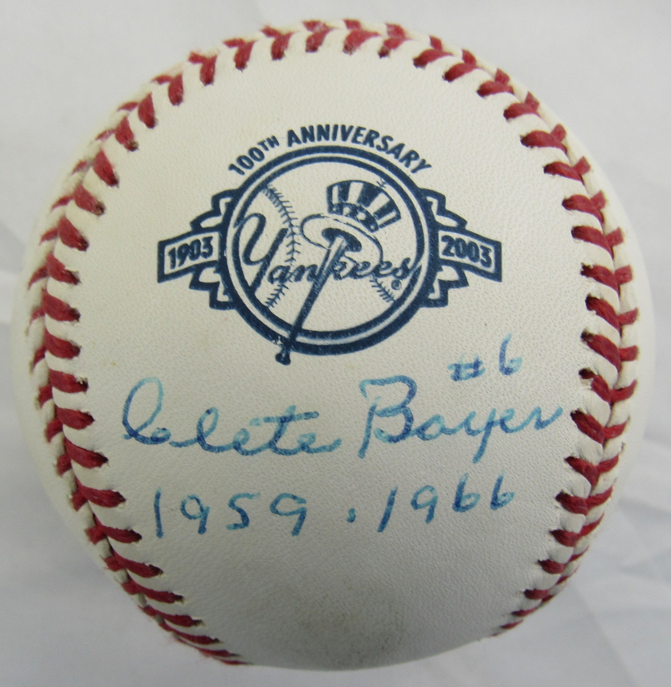 Clete Boyer Signed Auto Rawlings Yankees 100th Anniversary Baseball w/ Insc - Image 1