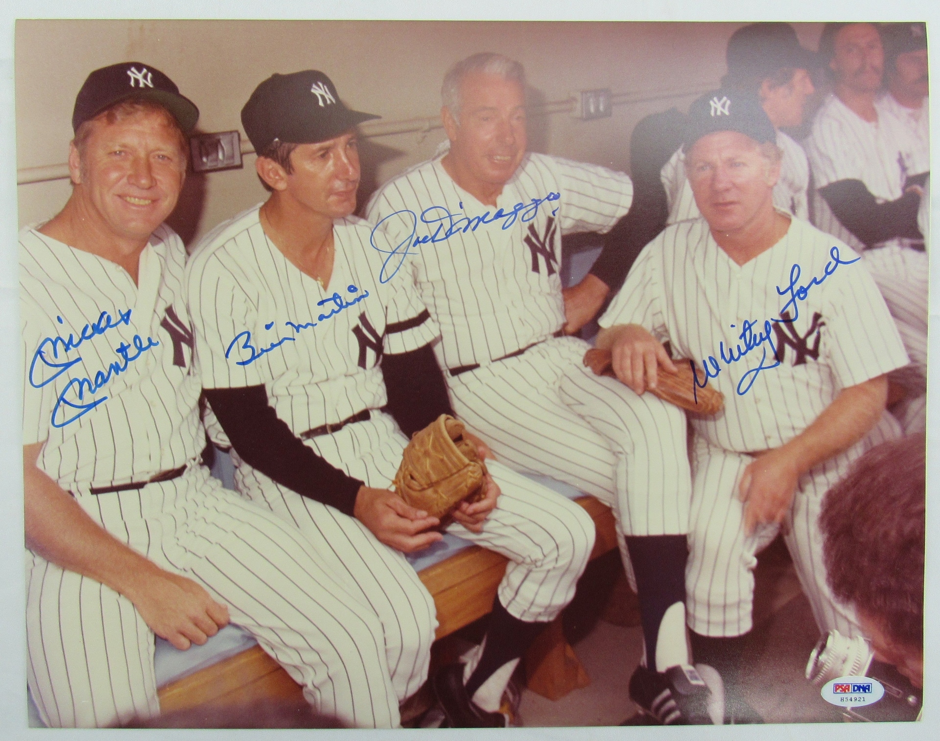 Mickey Mantle Joe DiMaggio Whitey Ford Billy Martin Signed Auto 11x14 Photo PSA/DNA LOA H54921 - Image 1