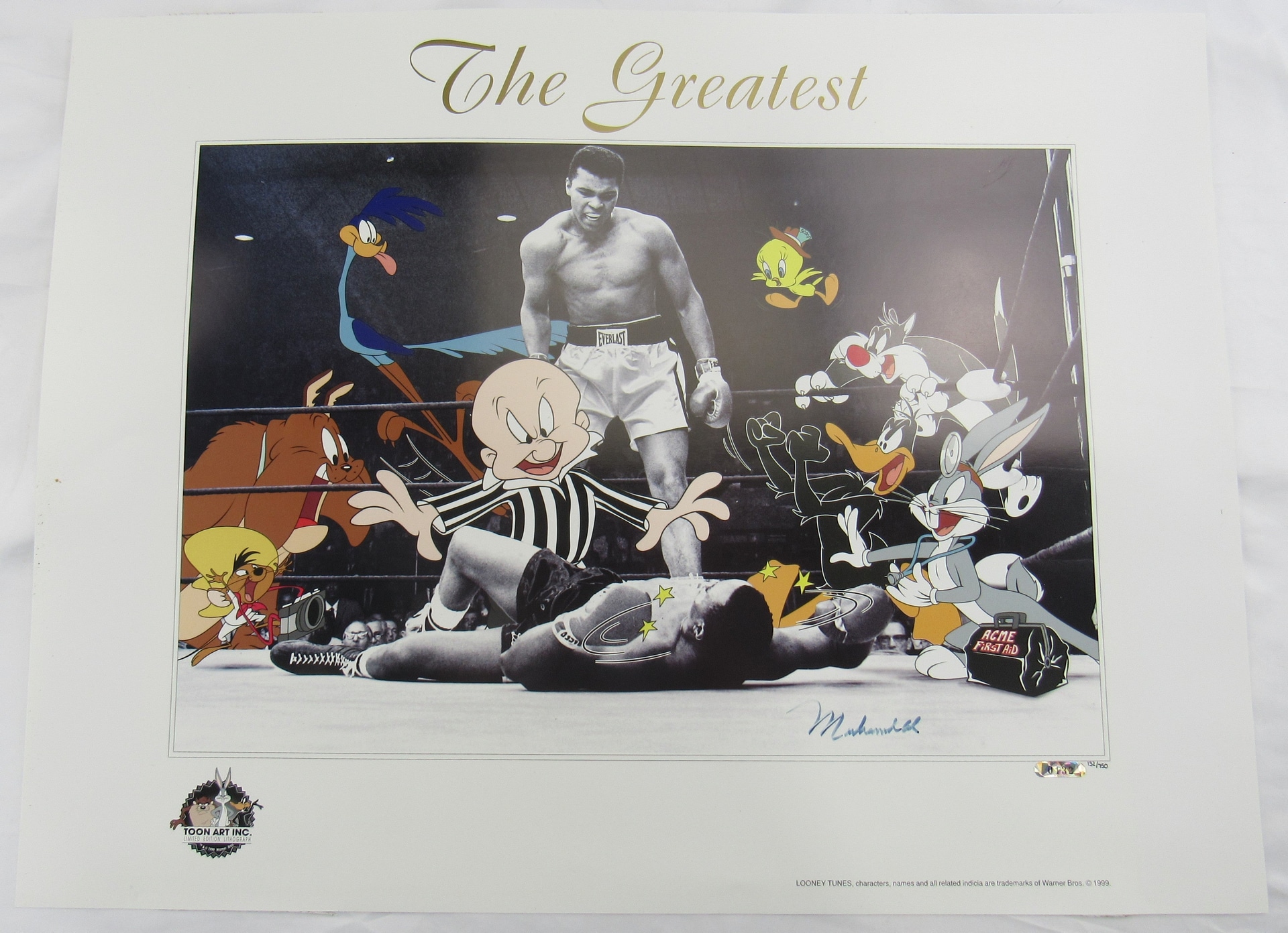 Muhammad Ali Signed Auto 20x18 Looney Tunes Lithograph #132/750 JSA LOA Z11822 - Image 1