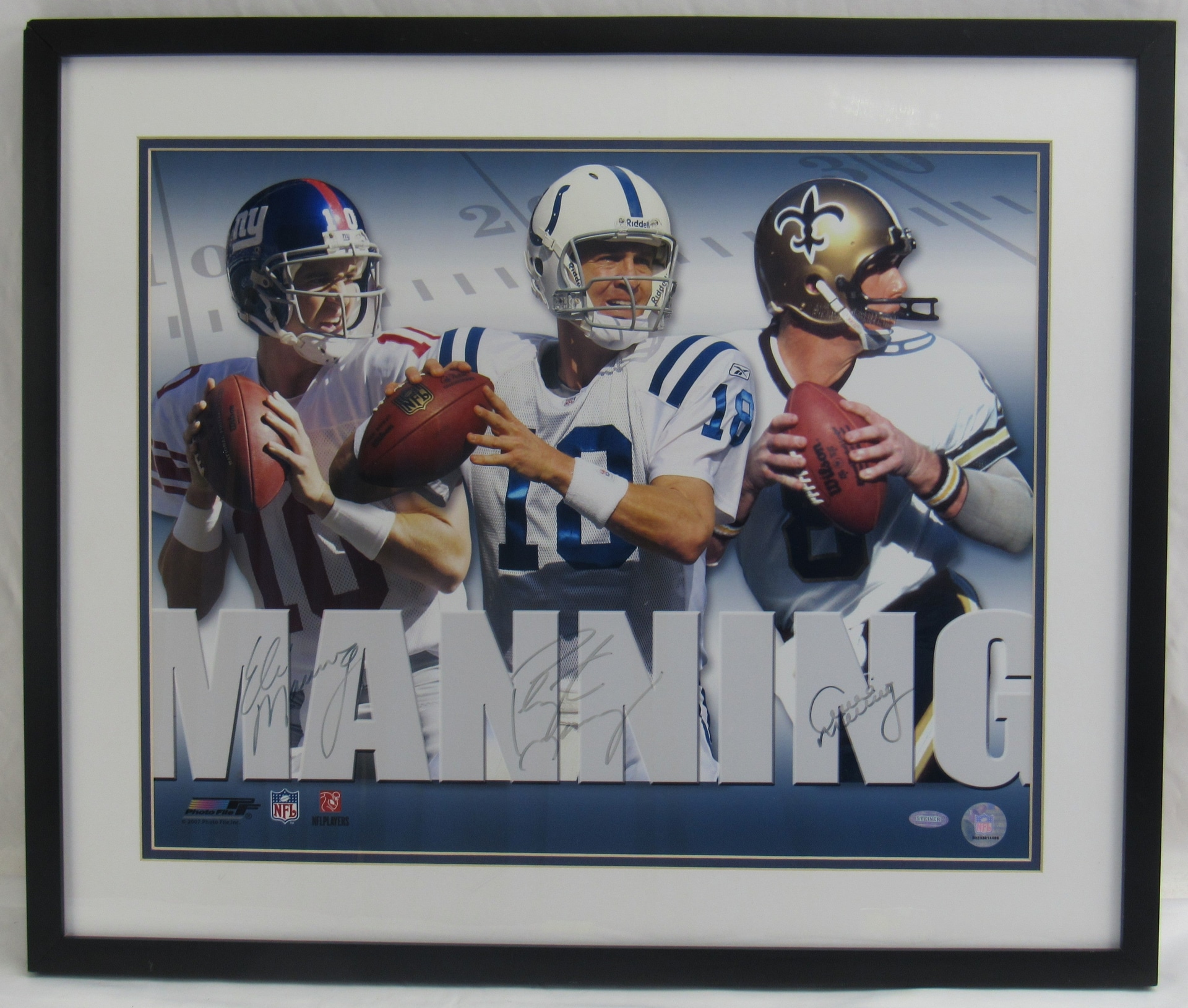 Peyton, Eli, & Archie Manning Signed Framed Photo Steiner COA - Image 1