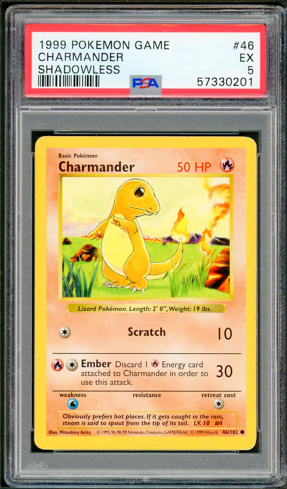 PSA (EX 5) Charmander #46 - Pokemon Game (Shadowless Base Set) (#57330201) - Image 1