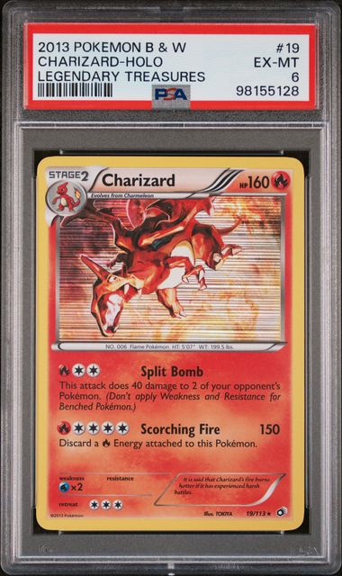 PSA (EX-MT 6) Charizard - Holo #19 - Pokemon Black & White Legendary Treasures (#98155128) - Image 1