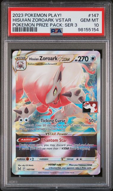 PSA (Gem MT 10) Hisuian Zoroark Vstar #147 - Pokemon Play! Pokemon Prize Pack: Series 3 (#98155154) - Image 1