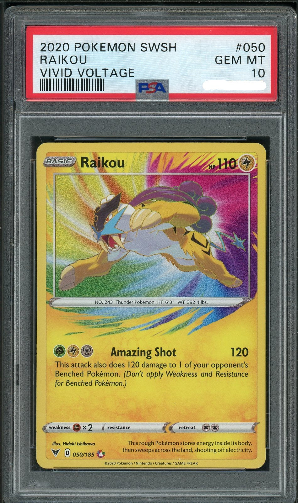 PSA (Gem MT 10) Raikou #050 - Pokemon Sword & Shield Vivid Voltage - Image 1