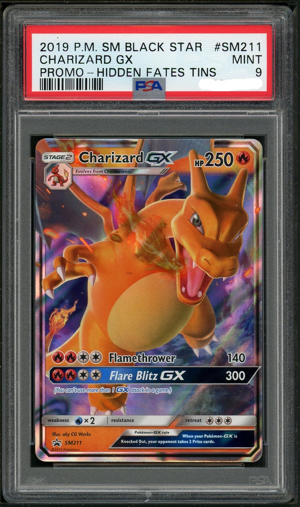 PSA (MINT 9) Charizard Gx #Sm211 - Pokemon Sm Black Star Promo - Image 1