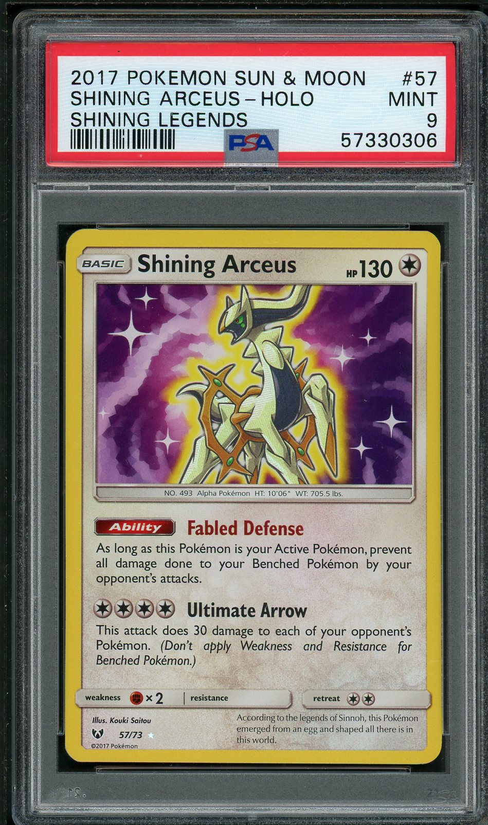 PSA (MINT 9) Shining Arceus-holo #57 - Pokemon Sun & Moon Shining Legends (#57330306) - Image 1