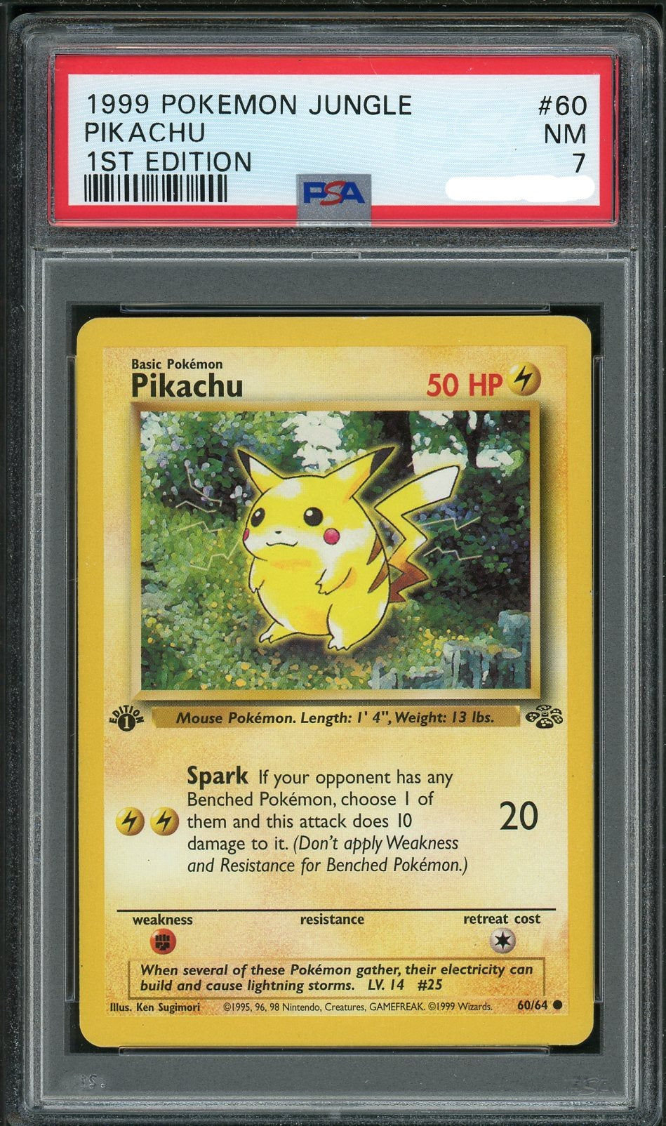 PSA (NM 7) Pikachu (1st Edition) #60 - Pokemon Jungle - Image 1