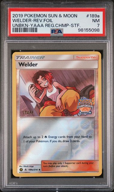 PSA (NM 7) Welder - Reverse Foil #189A - Pokemon Sun & Moon Unbroken Bonds (#98155098) - Image 1