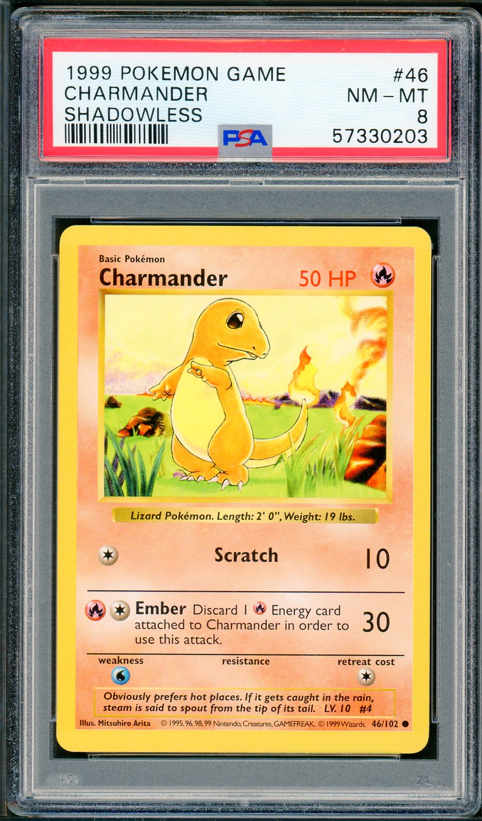 PSA (NM-MT 8) Charmander #46 - Pokemon Game (Shadowless Base Set) (#57330203) - Image 1