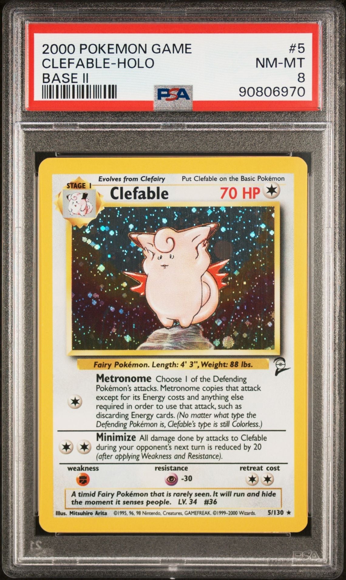 PSA (NM-MT 8) Clefable - Holo #5 - Pokémon Game Base 2 (#90806970) - Image 1