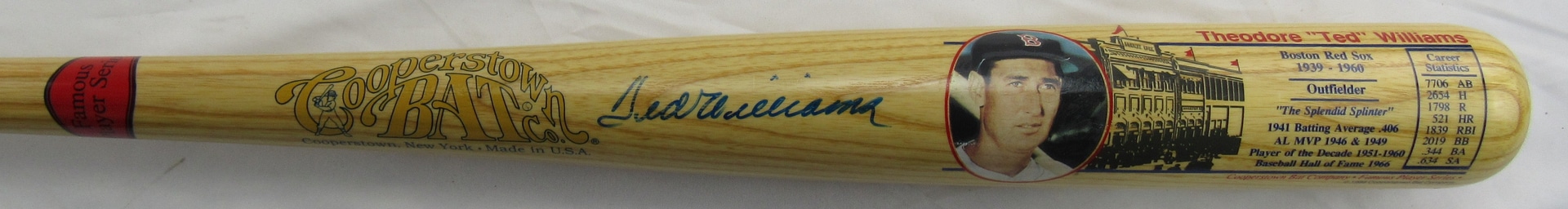 Ted Williams Signed Rawlings Auto Baseball Bat JSA LOA ZZ58810 - Image 1